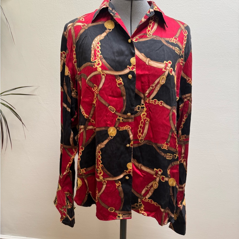 Stylish Red and Black Chain Print Men's Shirt